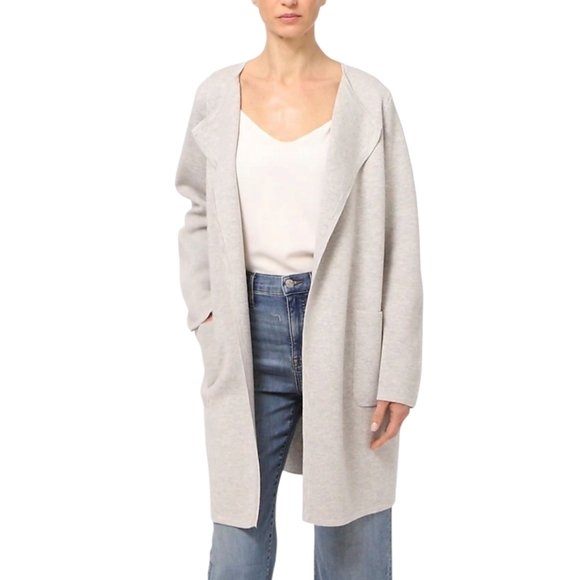 J. Crew Dove Heather Gray Juliette Collarless Cardigan Sweater Blazer Coatigan - Picture 1 of 8